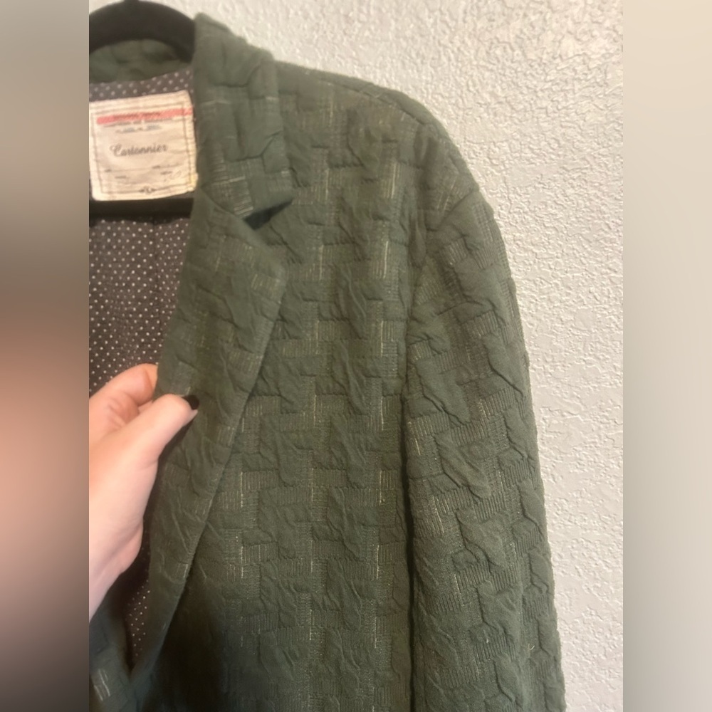 Anthropologie Cartonnier Extended Houndstooth Blazer in green cotton - Picture 10 of 10